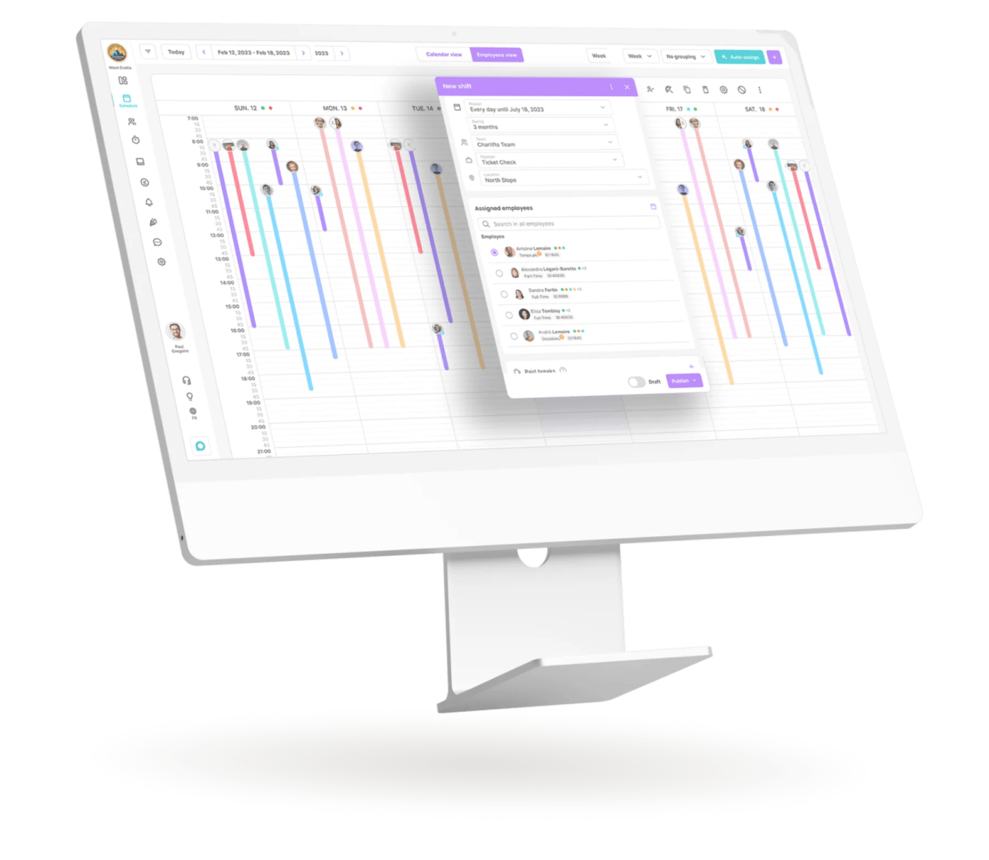 Evolia scheduling software on desktop